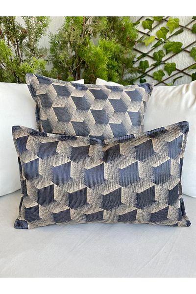 Decamor home Husă de pernă cu modele cu prisme aurii bleumarin