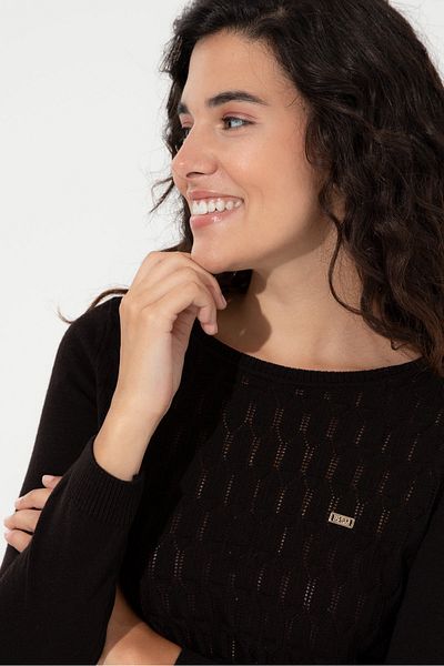 U.S. Polo Assn. Pulover de damă negru cu gât turnu Darthy