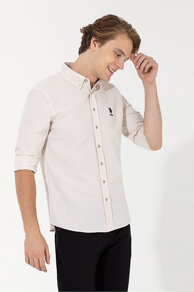 U.S. Polo Assn. Πέτρινο ανδρικό πουκάμισο