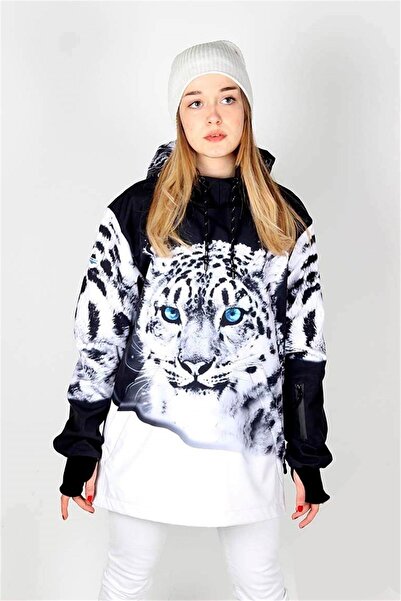 Tıklaalbeni Snowsea Marka White Tiger Özel Tasarım Kadın Snowboard Kayak Montu