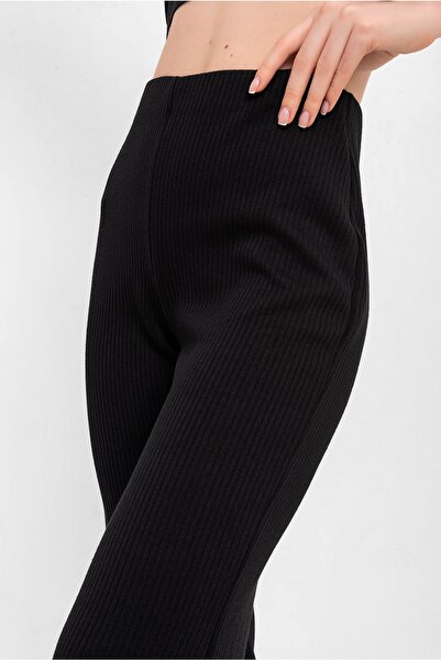 Laranor Siyah Yarım Ispanyol Paça Lastikli Kaşkorse Pantolon