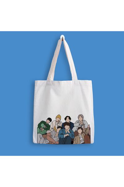 designedfy Bts Grup Baskılı Bez Çanta