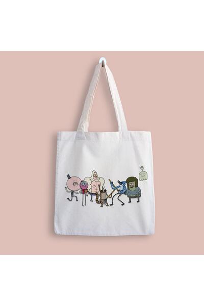 designedfy Regular Show Baskılı Bez Çanta