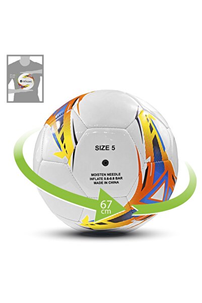 Rebuwo Futbol Topu Beyaz Turuncu 5 Numara Maç Topu Dikişli Top