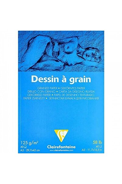 Clairefontaine Dessin A Grain 125gr Natural White Textured Drawing Block 40 S...