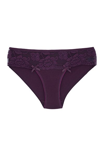Zena Purple Cotton Front Waist Part Lace Slip Women's Panties
