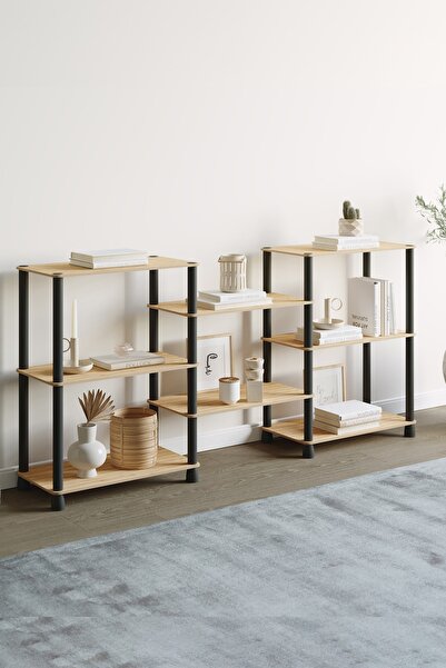 ATA HOME Ahşap Mobilya Geniş Kitaplık Çok Amaçlı Dekoratif Modern Kitaplık St...