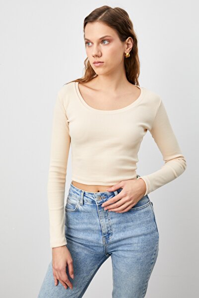 modavingo Body crop pentru femei Stone Pool Neck tricotaj cu striații