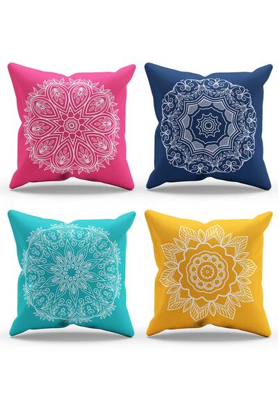 Moud's Husă de pernă din piele întoarsă cu model Mandala Line - Imprimare fat...