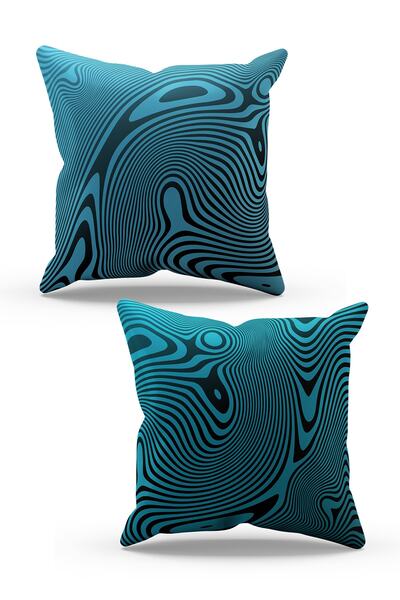 Moud's غطاء وسادة مكون من قطعتين مطبوع عليه موجة تركوا مطبوعة على الوجهين