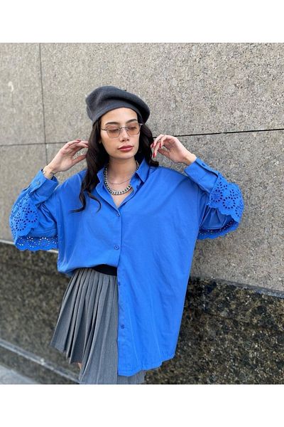 BEBE PLUS Cămașă oversize pentru femei pentru bebeluși cu detaliu feston pe spate