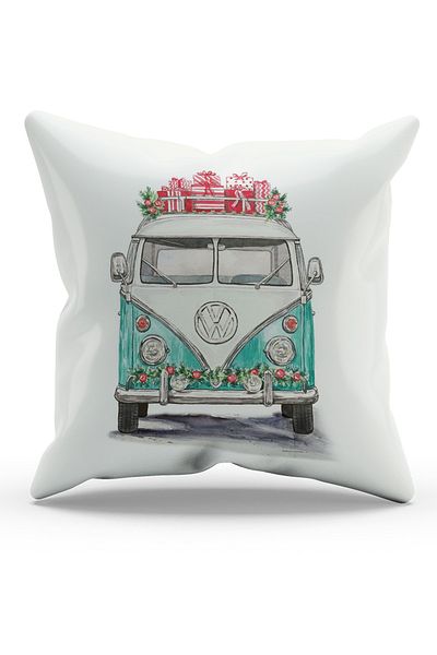 Moud's 2-Piece Combination Suede Throw Pillow Cover with Double Sided Printed Vosvos Pattern