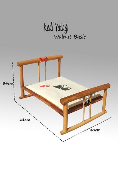 Kedi Yatağı - Ahşap El Sanatları Kedi Yatağı Walnut Basic - Karyola Yatak