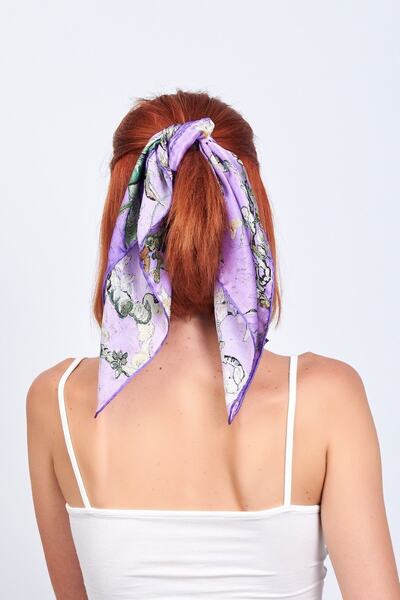 Nomads Felt Silk Bandana Scarf Van Gogh Almond Tree Purple| Nomads Felt