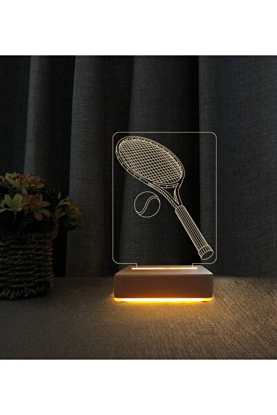 Vipyol Tenis Raketi Lamba 3d Led Masa Lambası Doğum Günü Hediyesi Lamba