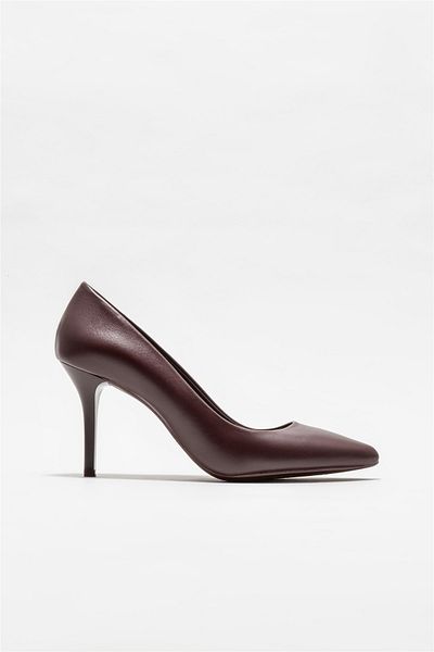 Elle Shoes Claret Red Leather Women's Stiletto