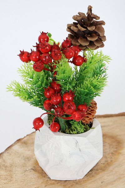 Yapay Çiçek Deposu Artificial Coquina Pomegranate Arrangement in a Concrete Pot New Year Concept 5