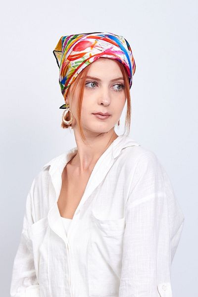 Nomads Felt Silk Bandana Scarf| Kandinsky Watercolor Paintings 55x55 cm| Nomads Felt