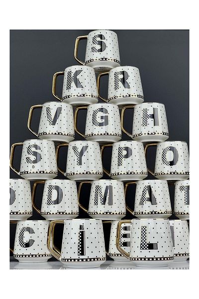 ACAR Luxury Porcelain New Mug Letter V