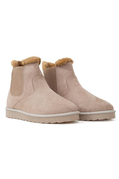 Tomsking Women's Beige Boots Chelsea Stylish Fur Detailed Comfortable Daily Boots&bootie&postal 4012