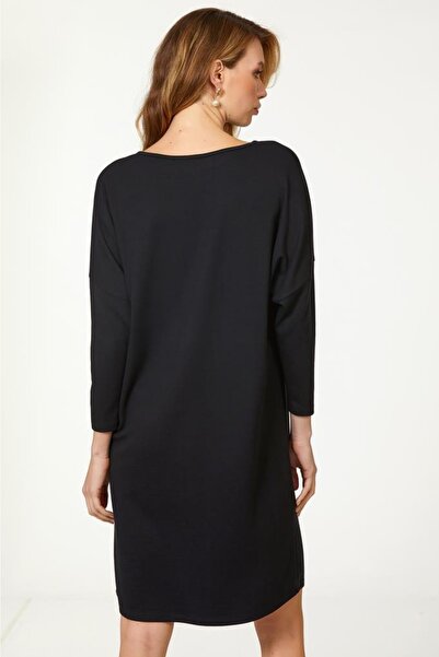 İKİLER Kayık Yaka Yarasa Kol Elbise 223-2506