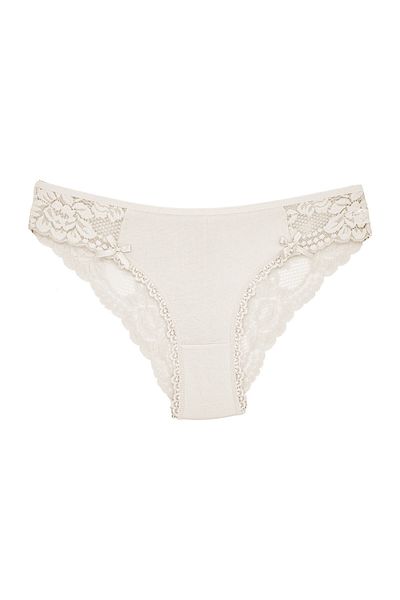 Zena Slip de dantelă Bumbac Ecru Laturile și La Spate Chilote damă 
