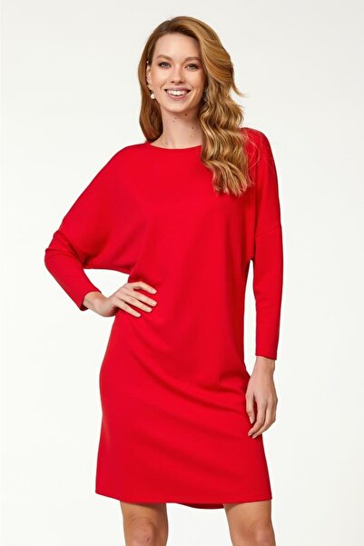 İKİLER Kayık Yaka Yarasa Kol Elbise 223-2506