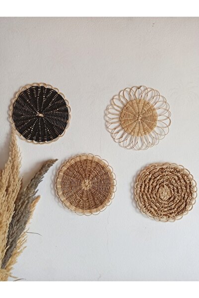 Gudelidekorr Gudelidekor Bej Bambu Rattan Hasır Duvar Dekoru