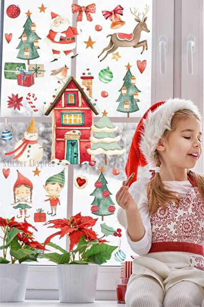 Sticker Ekspres مجموعة ملصقات الحائط للباب الزجاجي لرأس السنة الجديدة في غابة...
