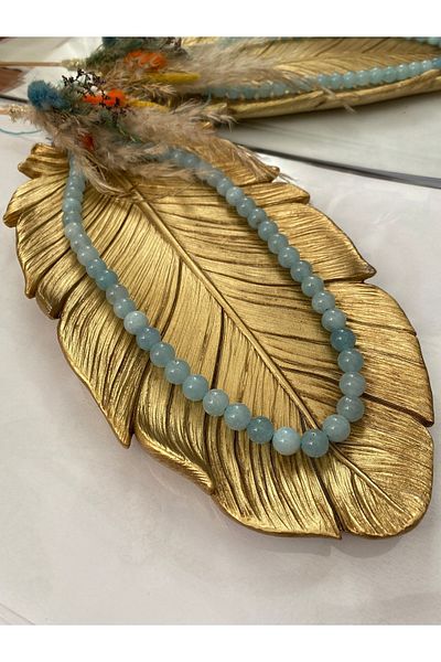 AYSHO Aquamarine Natural Stone String (8 Mm) (certified)