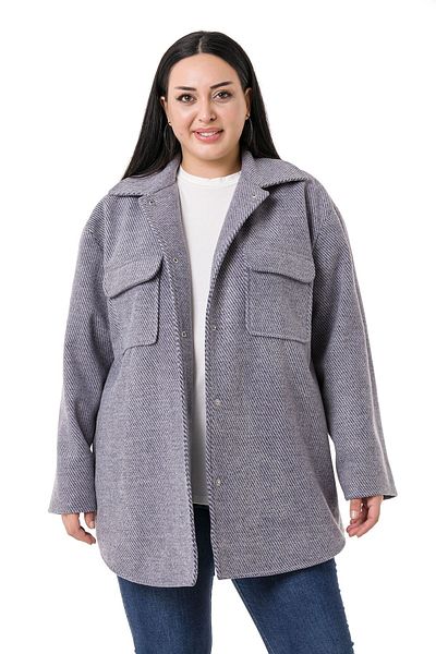 DISENTIS MODEST Large Size Shirt Collar Flap Pocket Lined Houndstooth Woven Navy Blue Coat