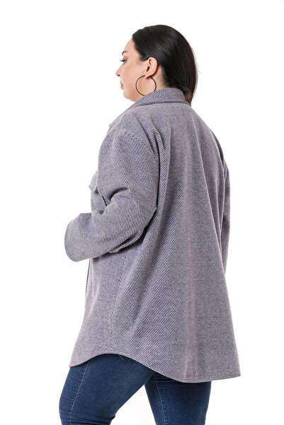 DISENTIS MODEST Сорочка великого розміру з коміром, кишенями та підкладкою, тканина «риб'яча кістка», темно-синя