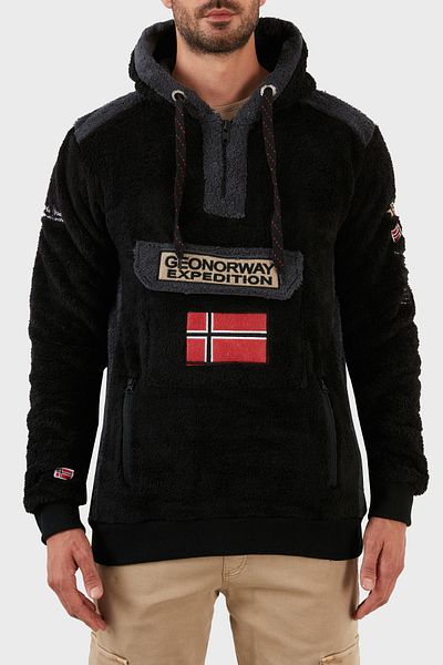Norway Geographical Cotton Soft Textured Cold-Resistant Hooded Fleece Men's Fleece Gymclass She