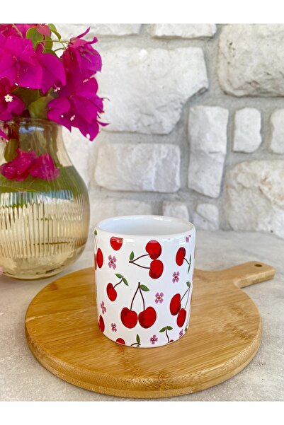 Vivas Cherry Pattern Double Coffee Cup, Double Espresso, Double Turkish Coffee Cup Coffee Cup