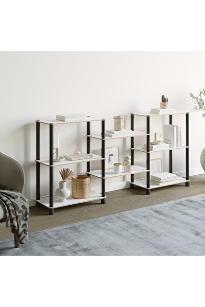 ATA HOME Ahşap Mobilya Geniş Kitaplık Çok Amaçlı Dekoratif Modern Kitaplık St...