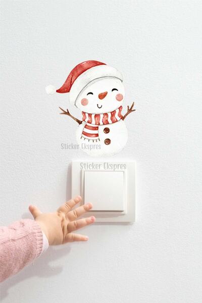 Sticker Ekspres Yeni Yıl Sevimli Kardan Adam Yılbaşı Priz Sticker