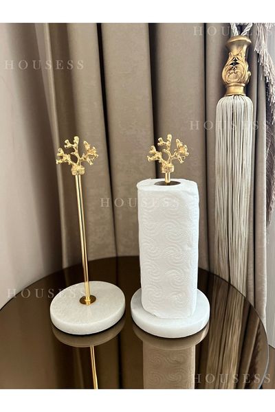 Housess Marble Paper Towel Holder Decorative Coral Embroidered Napkin Holder