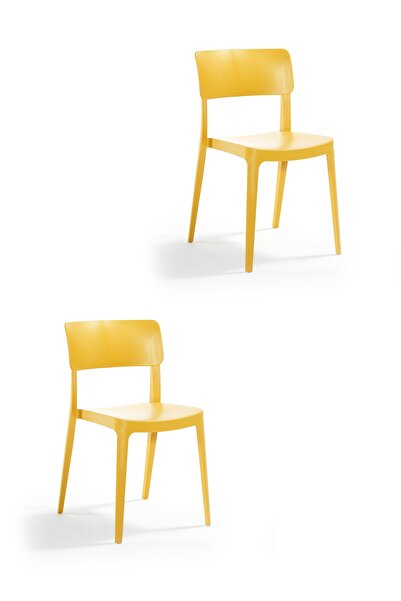 Alezy Pano Renkli Sandalye 2'li Set Hardal