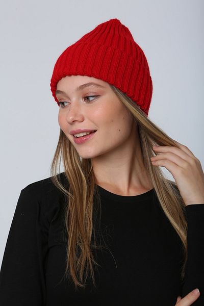 FELLMENS Corded Red Wool Knitted Unisex Beret