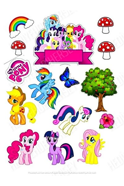 hediyehobihersey Pony Resimli Yenilebilir Pasta Üstü Şeker Kağıdı Baskısı, Ye...