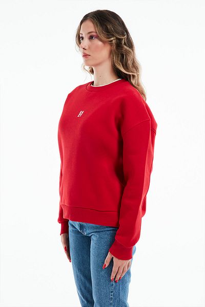 Eazy Co Hanorac gros Eazy Basic Oversize, unisex, roșu, cu gâtul turn