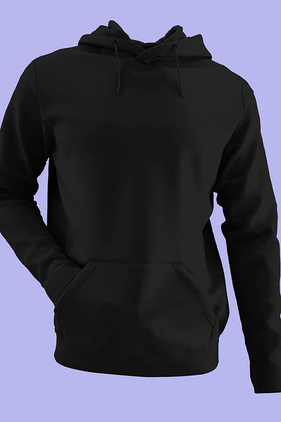 Raf Coll Hanorac negru supradimensionat unisex cu glugă, imprimat digital cu design Eagle