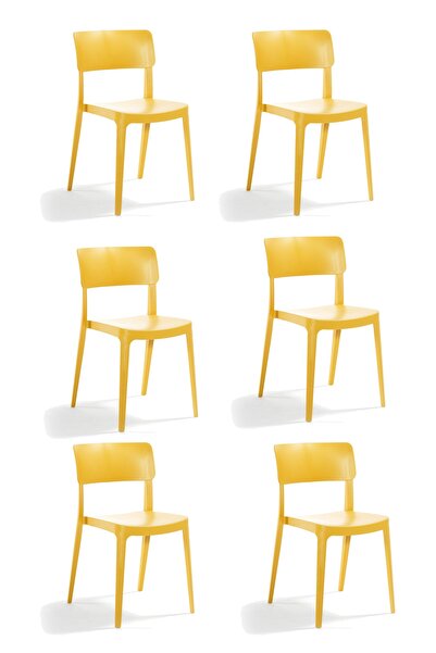 Alezy Pano Renkli Sandalye 6'lı Set Hardal