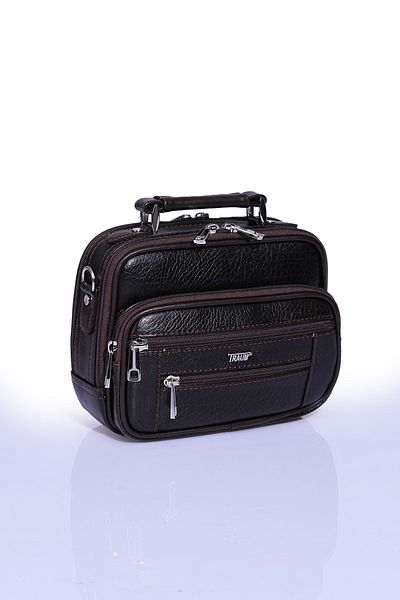 By Hakan Traum 019 Steel Case Men's Bag with Hand and Shoulder Strap Brown
