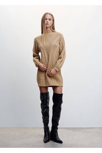 MANGO Woman Rochie țesută cu guler Perkins
