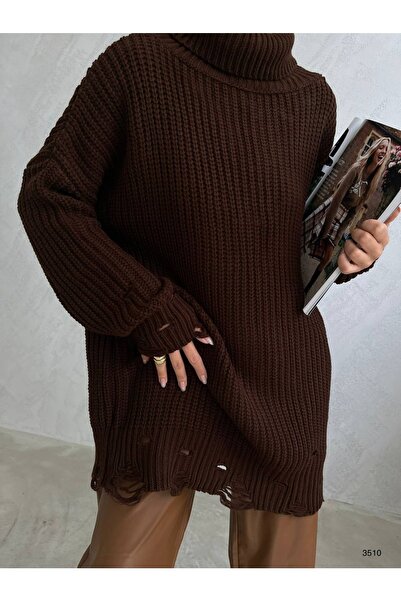 vuvutasarım Λεπτομερές γυναικείο πλεκτό φόρεμα με ζιβάγκο με λέιζερ