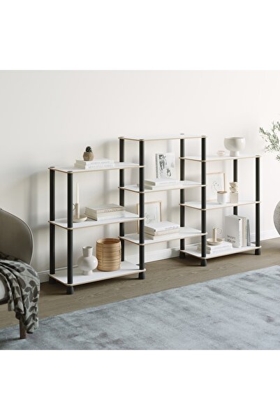 ATA HOME Ahşap Mobilya Geniş Kitaplık Çok Amaçlı Dekoratif Modern Kitaplık St...