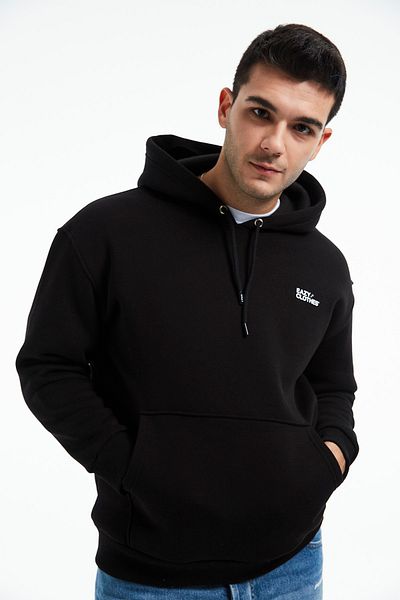 Eazy Co Hanocă groasă cu glugă Eazy Basic Oversize Unisex Premium neagră