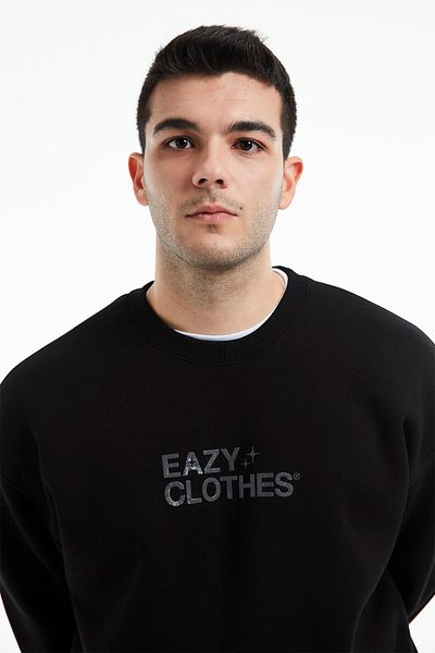 Eazy Co Eazy Clothes Oversize Unisex Negru Crewneck Hanorac gros