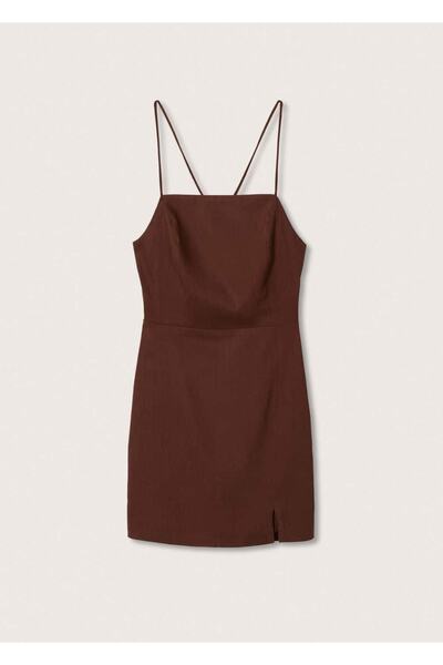 MANGO Woman Askılı Keten Elbise